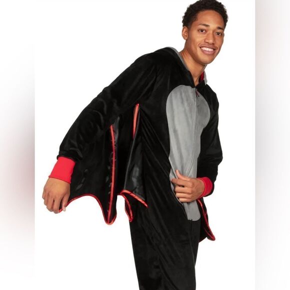 NWT Tipsy Elves Men’s Bat Halloween Costume Full Zip One Piece Jumpsuit- Size Me - Picture 5 of 10